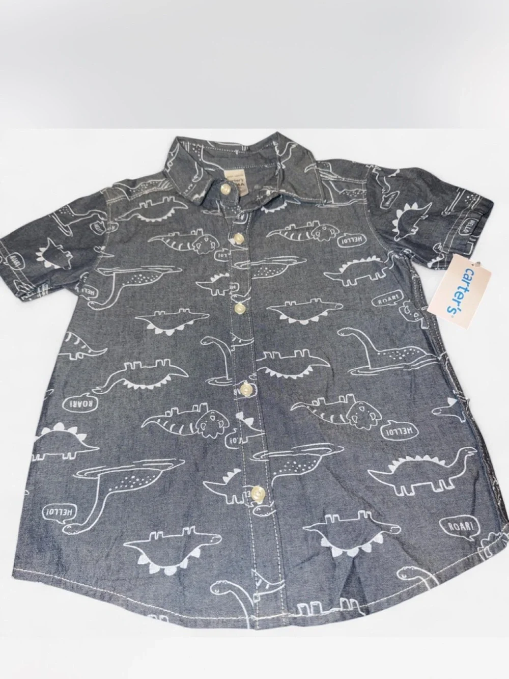 Carter's Charcoal Dino Button-Front Shirt